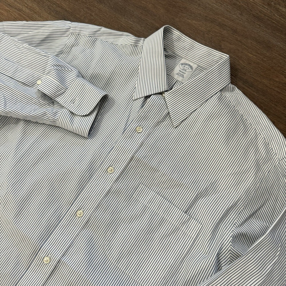 Brooks Brothers Regent Button Down‎ Shirt Sz 16-2/3 Blue White Striped Business